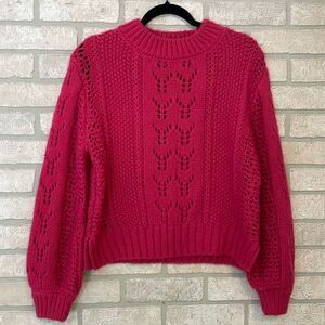 Alya Pink Dolman Sleeve Sweater Size S Open Knit